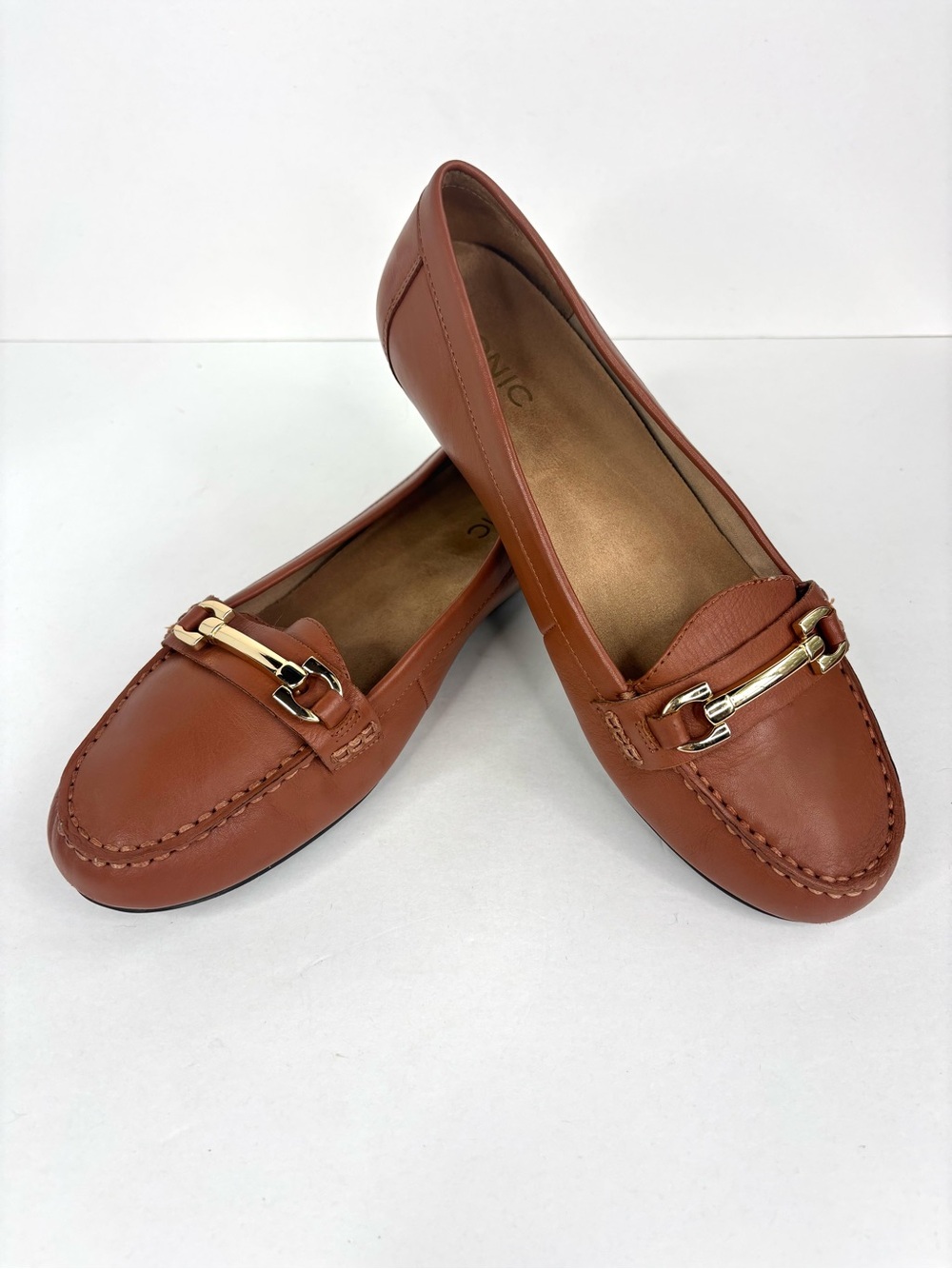 Vionic Kenya Cognac Brown 
Leather Horsebit Loafers
Comfort Driving Flats 9.5